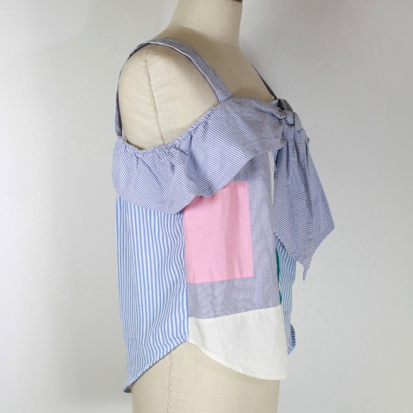 Anthropologie open shoulder medley patchwork top - Picture 4 of 7
